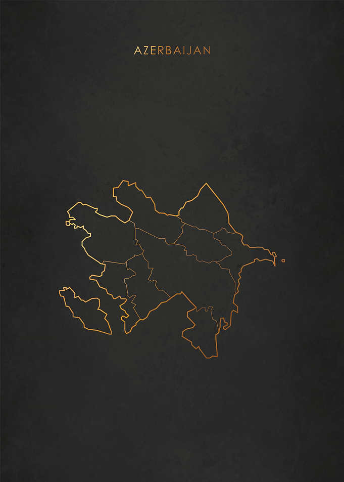 Gold Azerbaijan Map