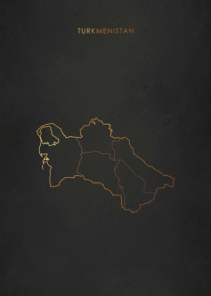 Gold Turkmenistan Map