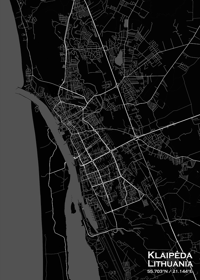 Klaipeda Black Map