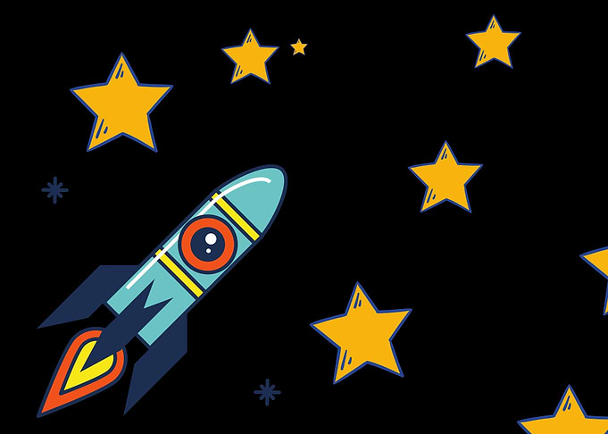 rocket above stars