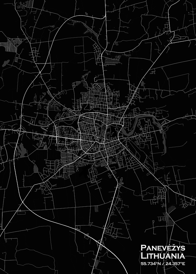 Panevezys Black Map