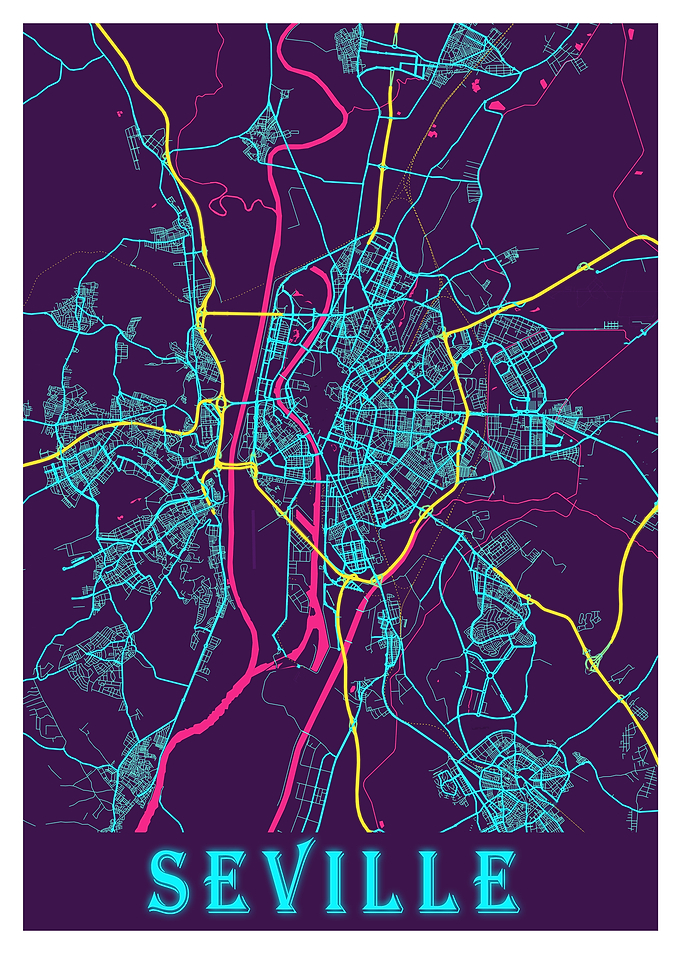 Seville Neon City Map