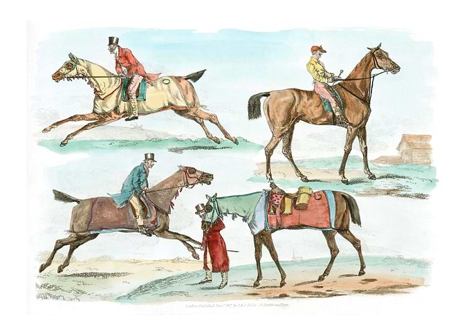hunters training horses