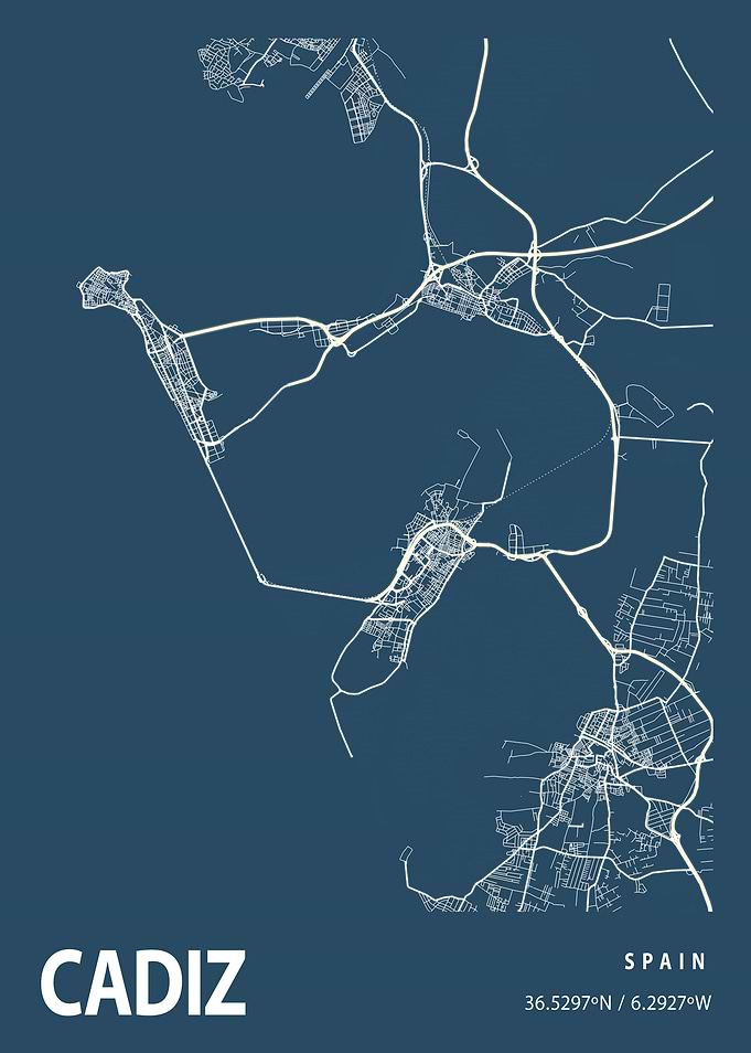 Cadiz Blueprint Street Map