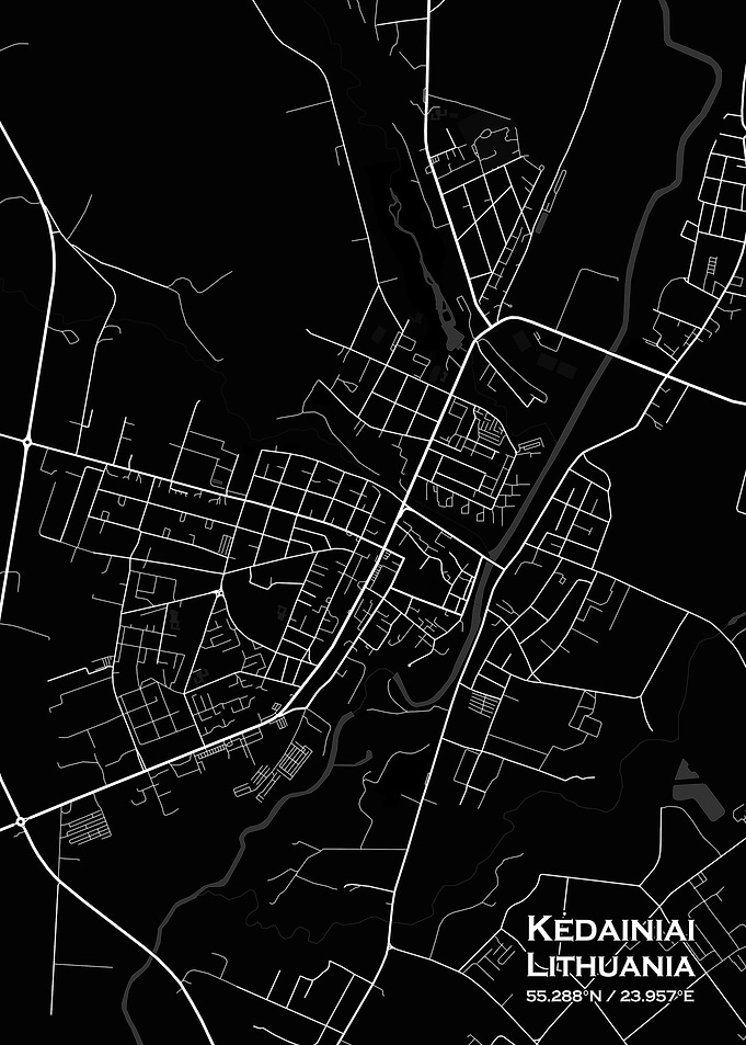 Kedainiai Black Map