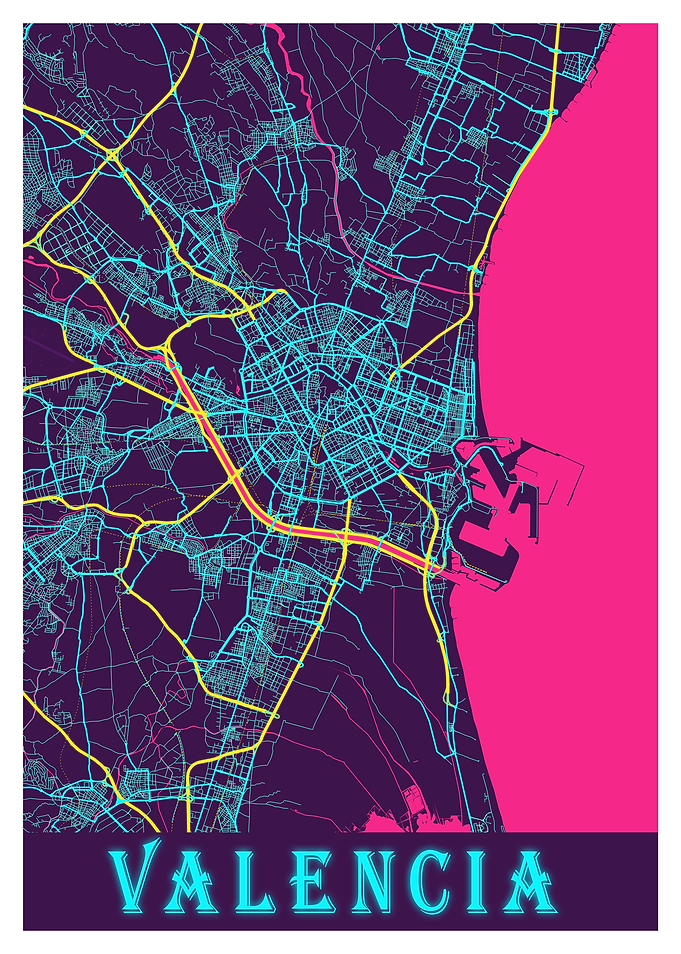 Valencia Neon City Map