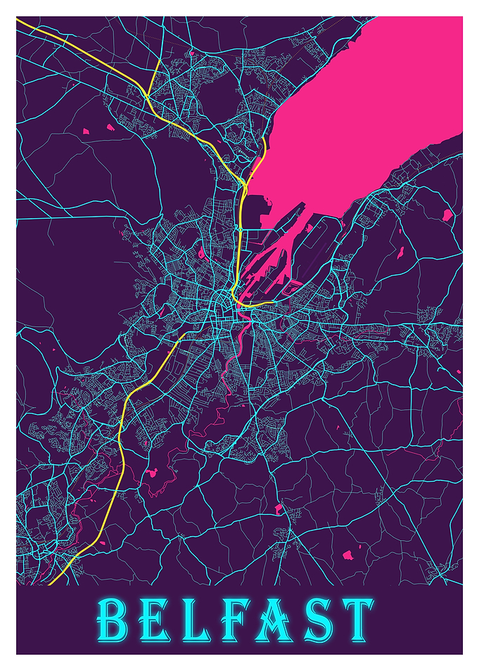 Belfast Neon City Map