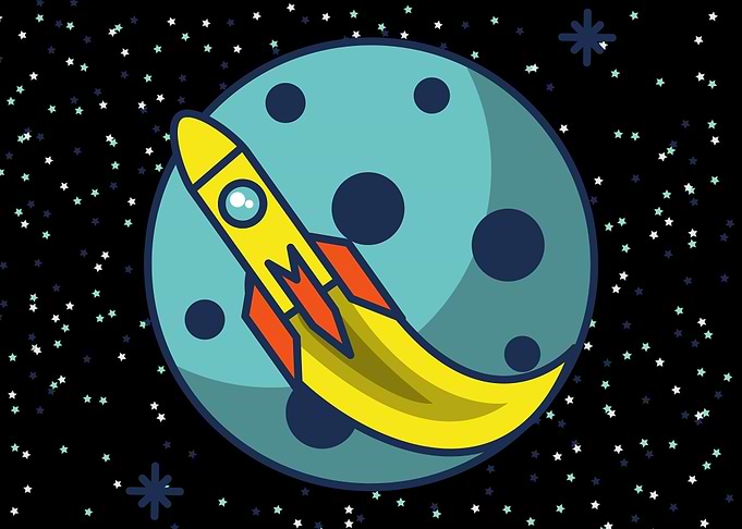 rocket above stars