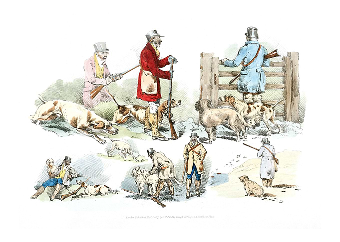 hunters with their dogs