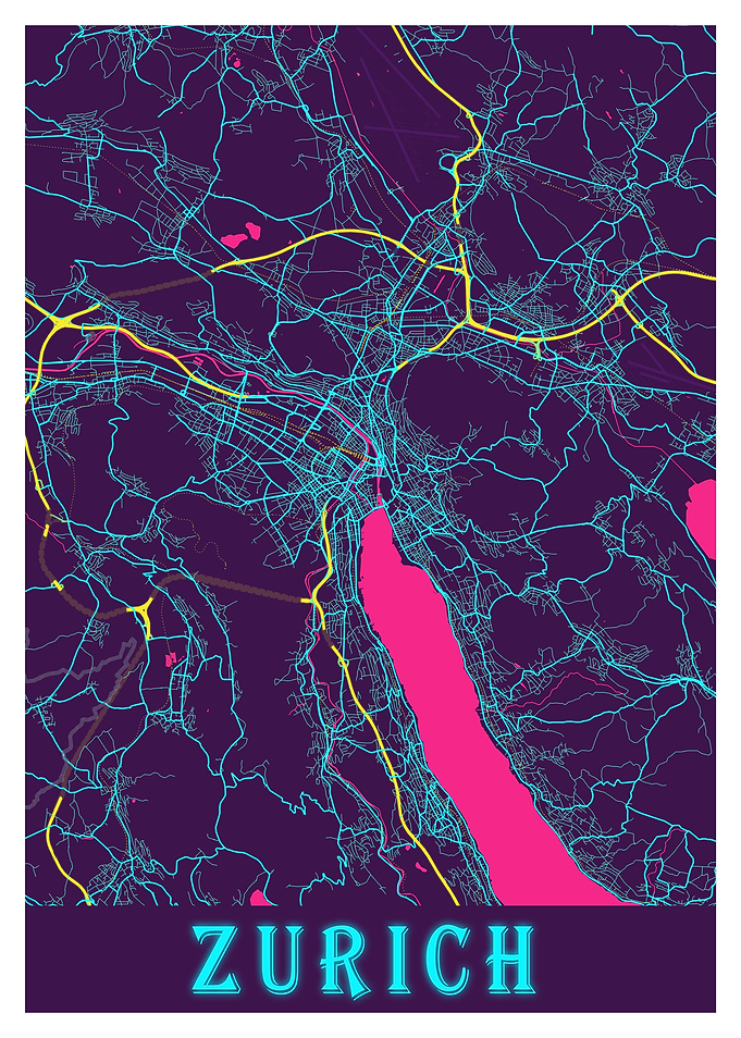 Zurich Neon City Map
