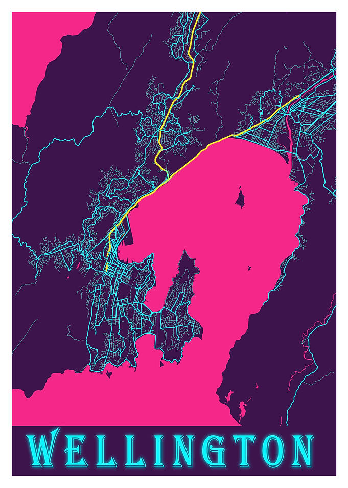 Wellington Neon City Map