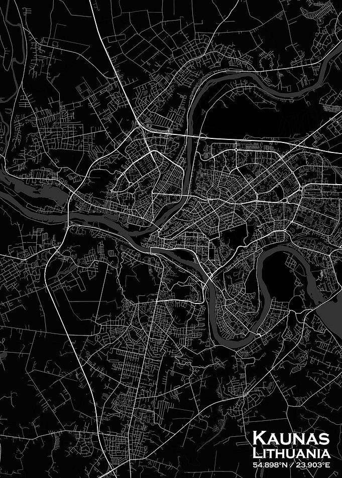 Kaunas Black Map