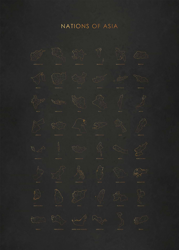 Gold Asia Nations Maps