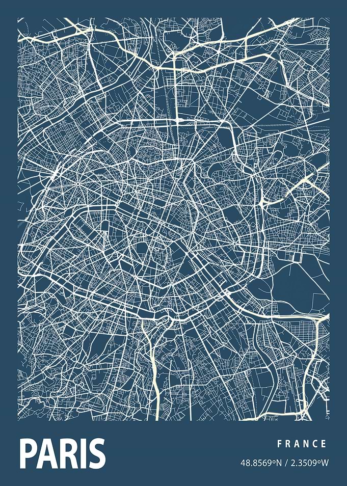Paris Blueprint Street Map