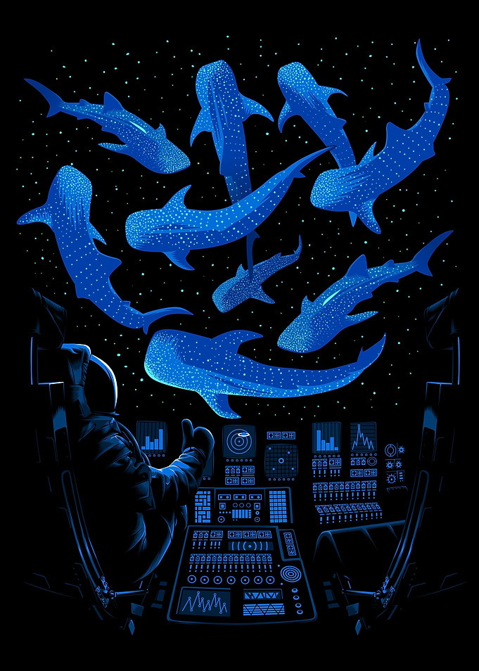Astronaut Shark Whale