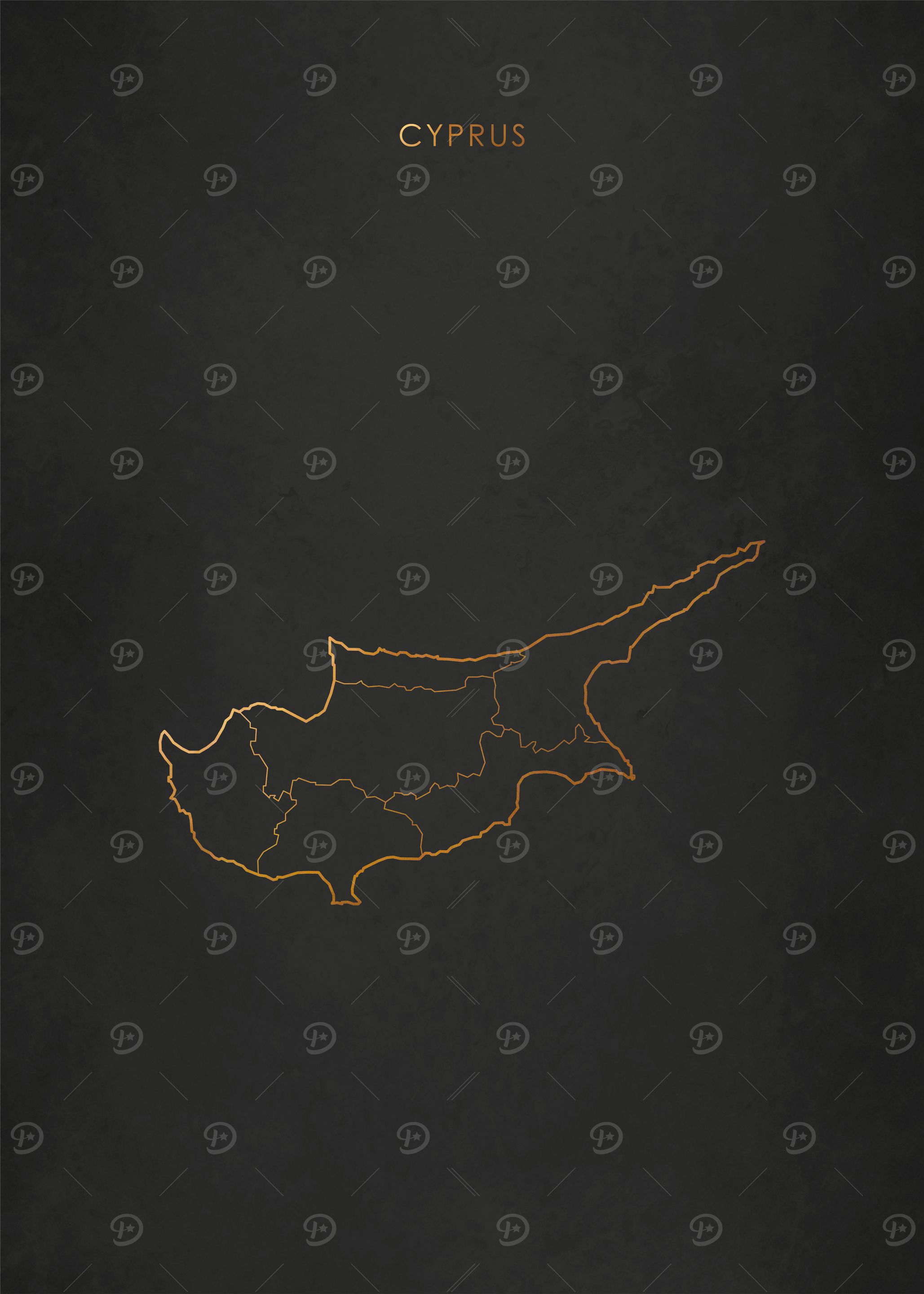 Gold Cyprus Map