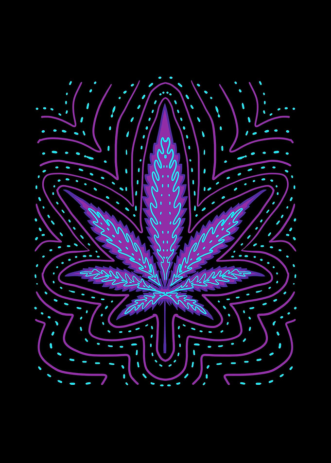 Weed Leaf Trippy Purple