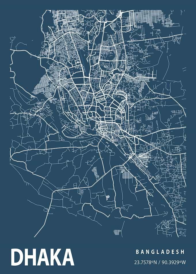Dhaka Blueprint Street Map