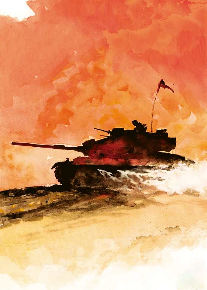 Tank on a sunset