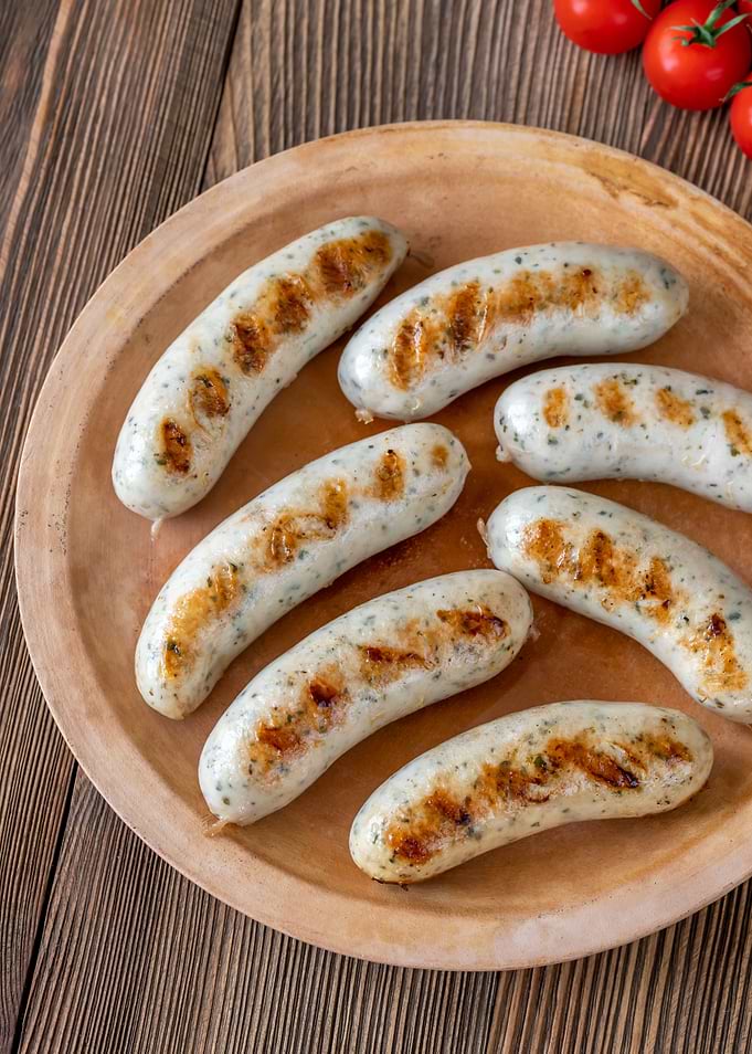 Grilled sausages on plate