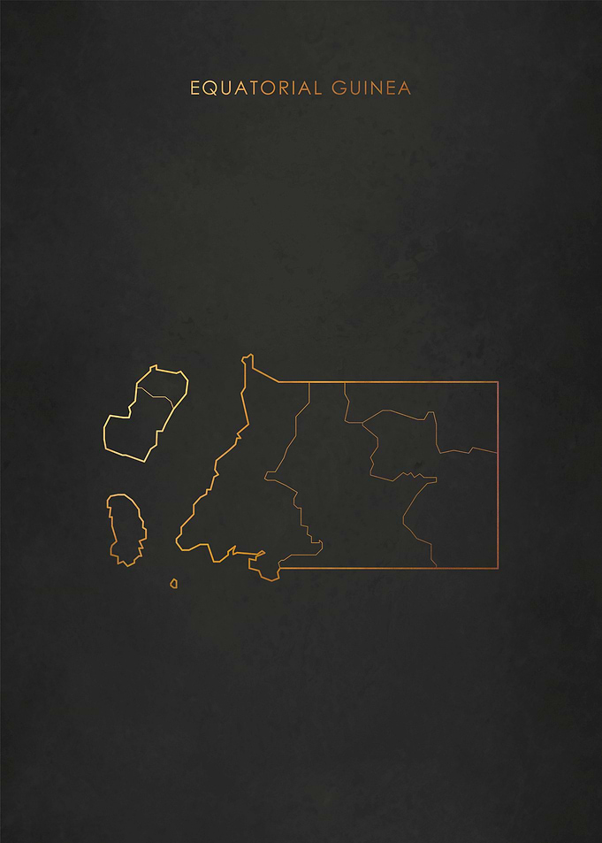 Gold Equatorial Guinea Map
