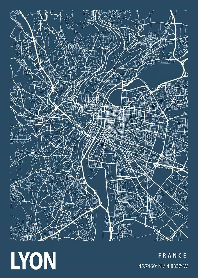 Lyon Blueprint Street Map