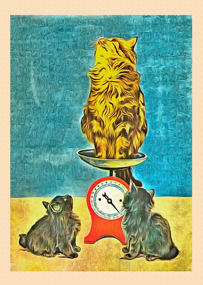 Vintage Cat Art Picture