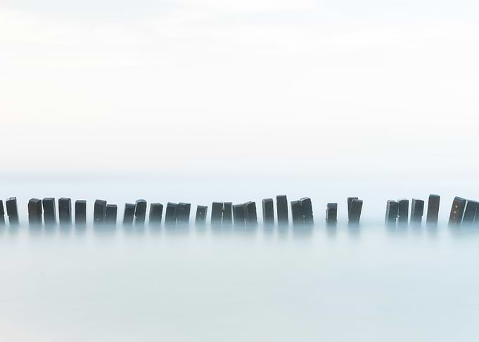 Cement pile in the ocean