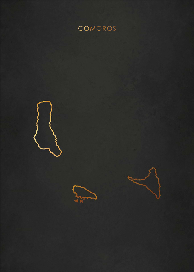 Gold Comoros Islands Map