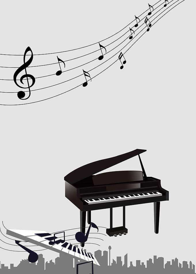 Piano Music Notes in City