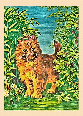 Vintage Cat Art Picture