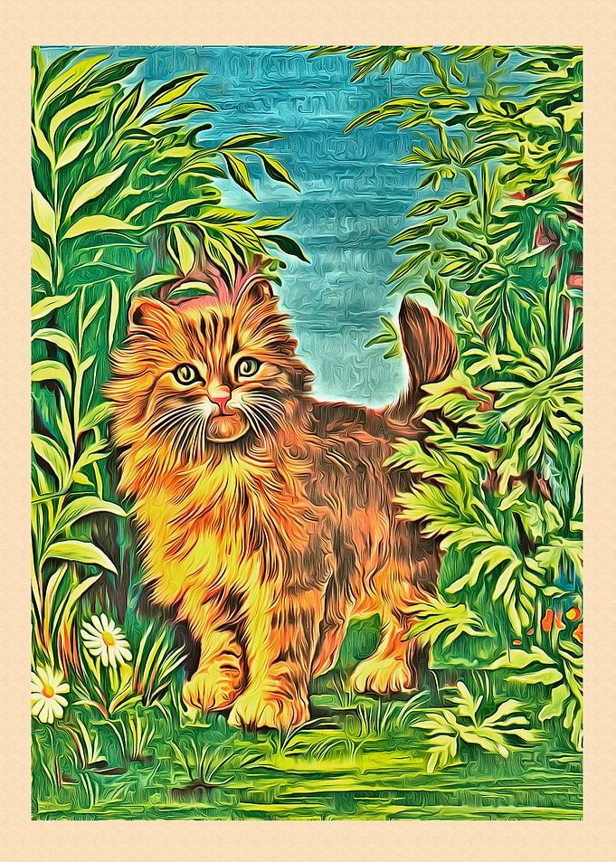 Vintage Cat Art Picture