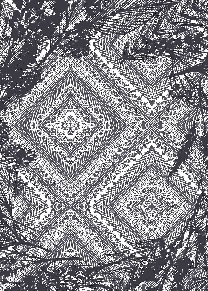 Dry branches on lace