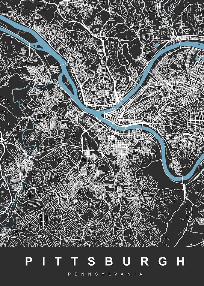 PITTSBURGH City Map Black
