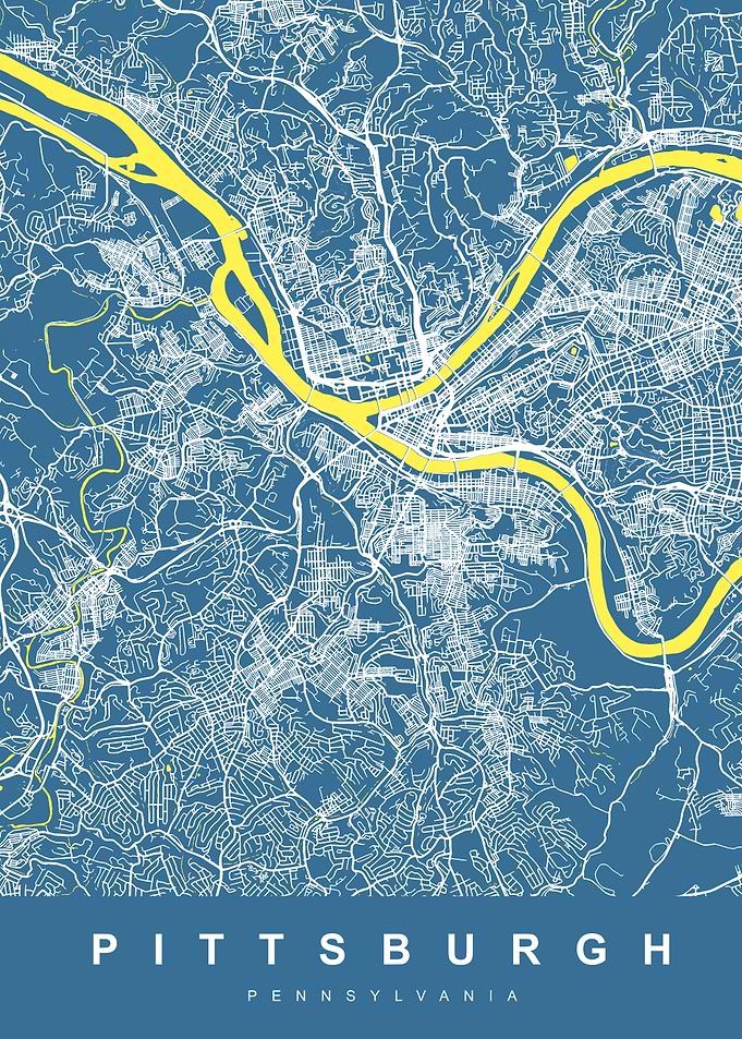 PITTSBURGH City Map Blue