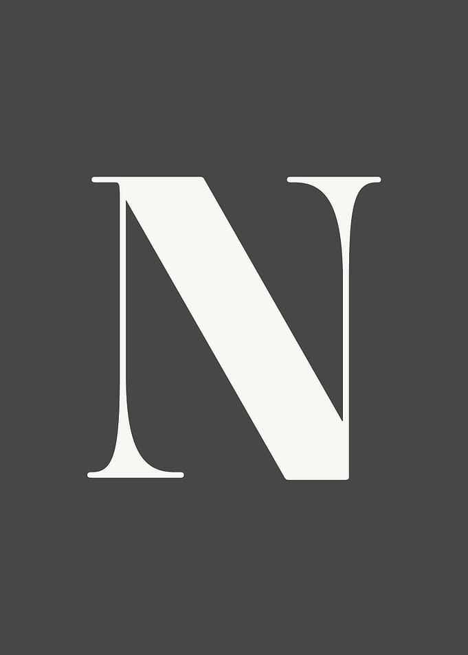 Grey Letter N Print