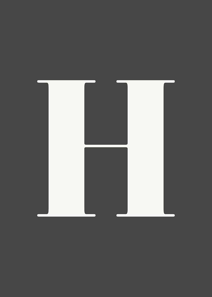 Grey Letter H Print