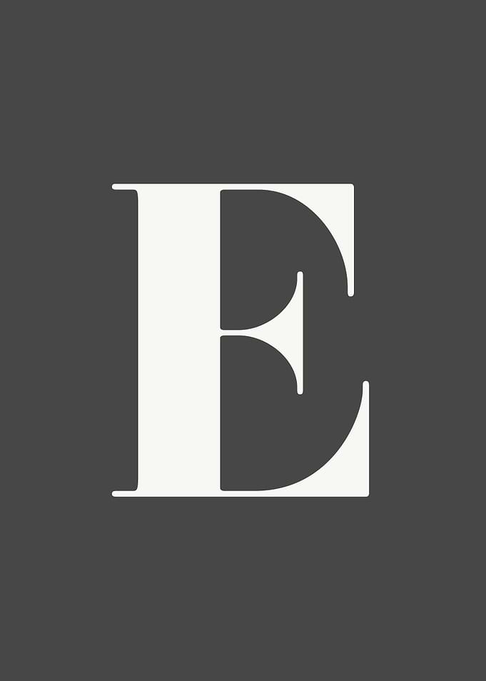 Grey Letter E Print