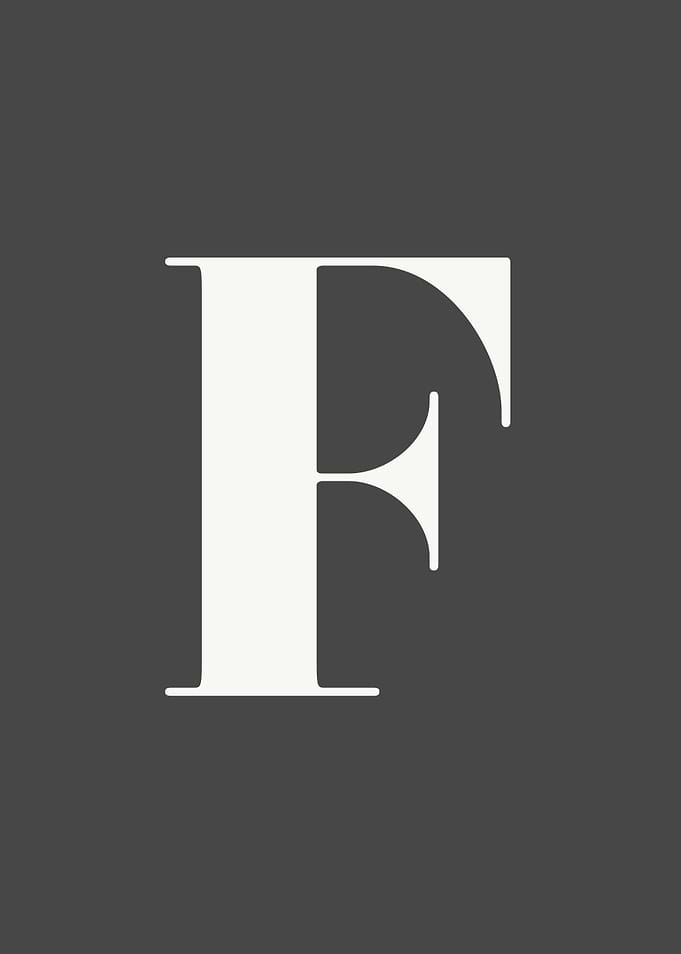 Grey Letter F Print