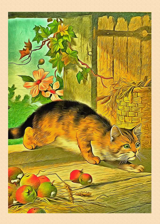 Vintage Cat Art Picture