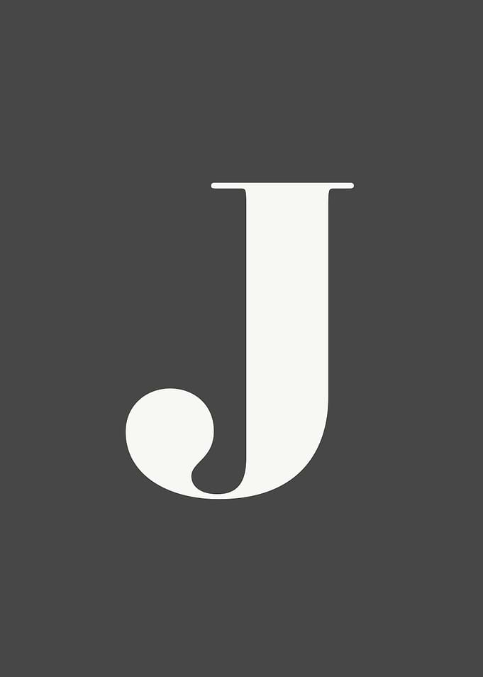 Grey Letter J Print