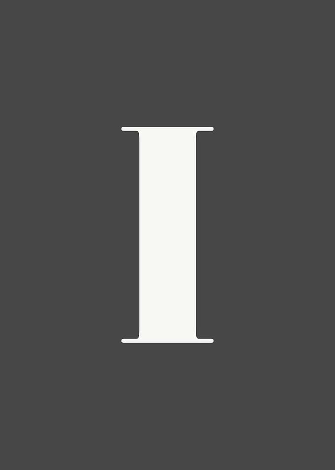 Grey Letter I Print