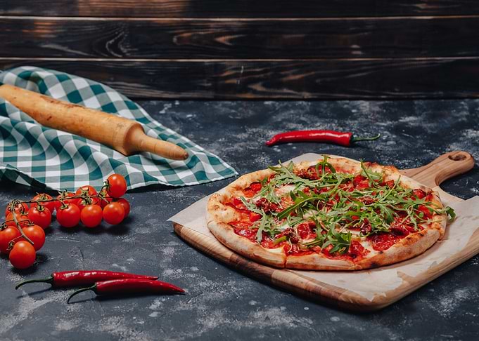 Chili Pizza on Wood