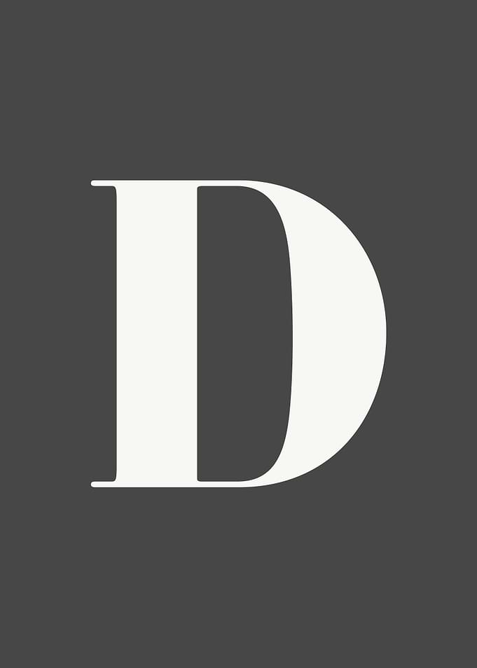 Grey Letter D Print