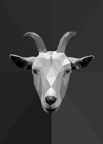 Head White Goat Lowpoly