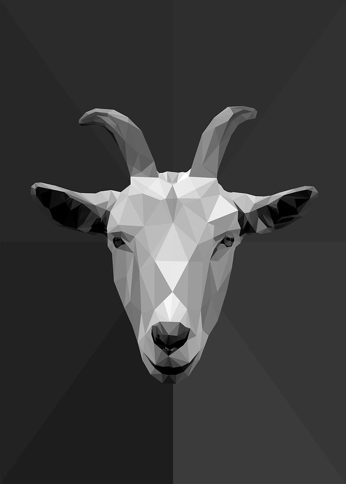 Head White Goat Lowpoly