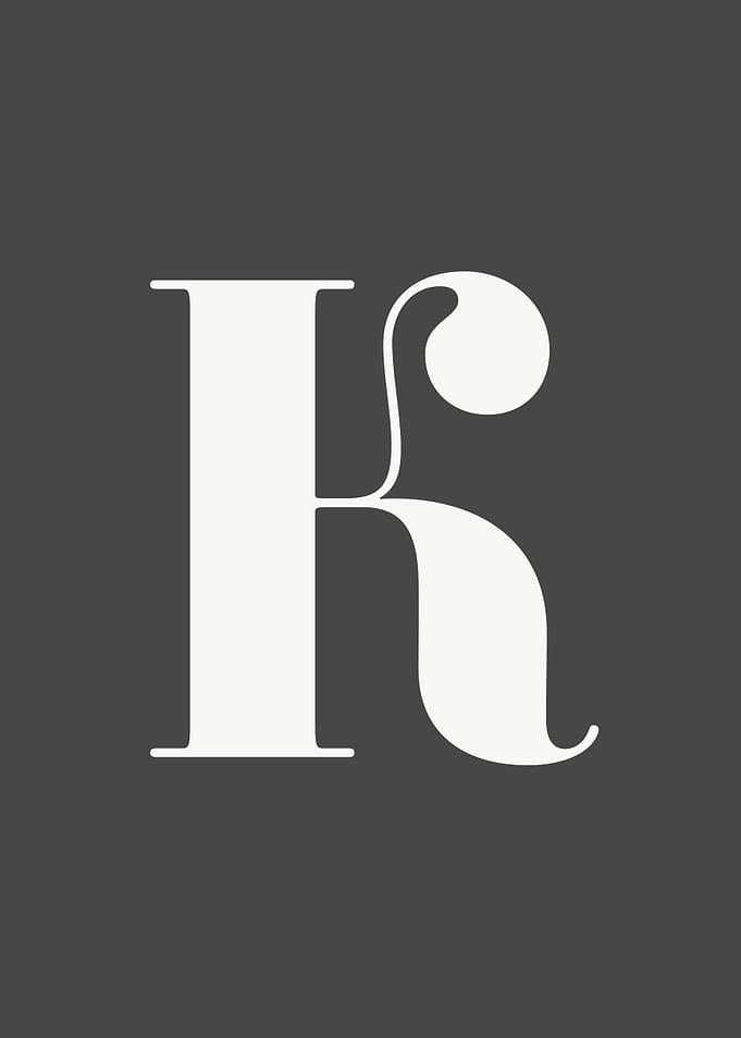 Grey Letter K Print