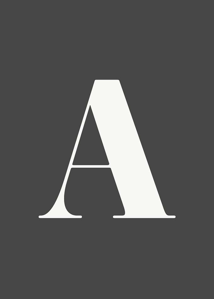 Grey Letter A Print