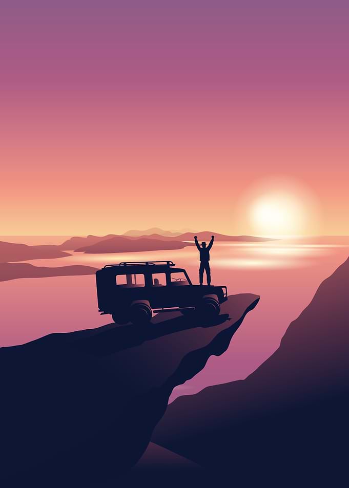 Car Travel Sunset Mountain