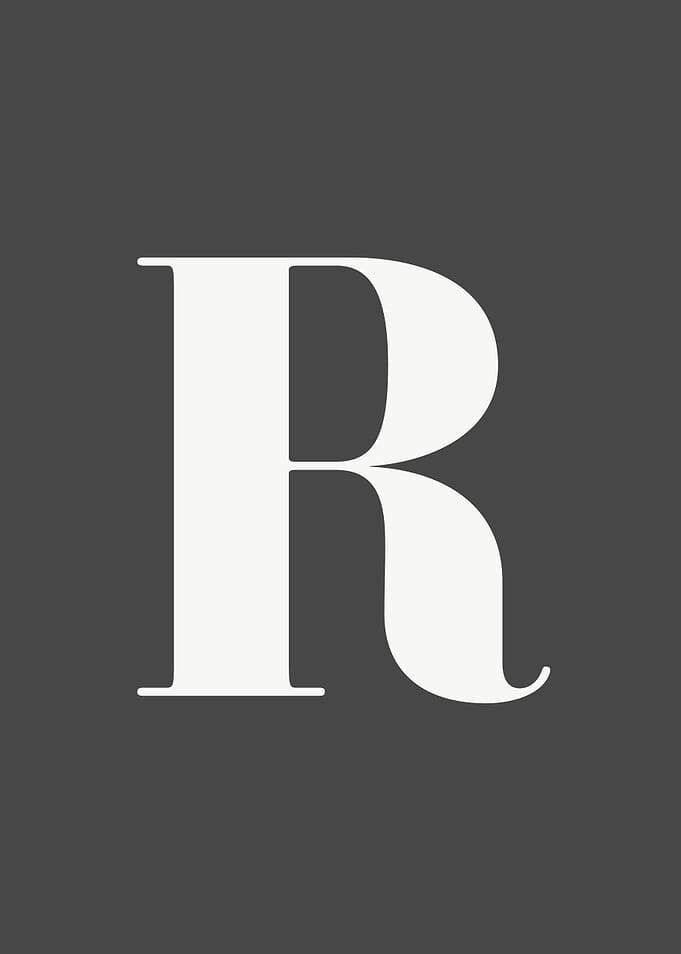 Grey Letter R Print